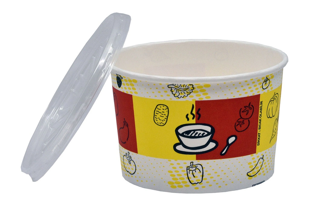 Ambalaje alimentare - Bol supa carton + capac pp, color, 16 OZ (473 CC) 25 Buc/Set