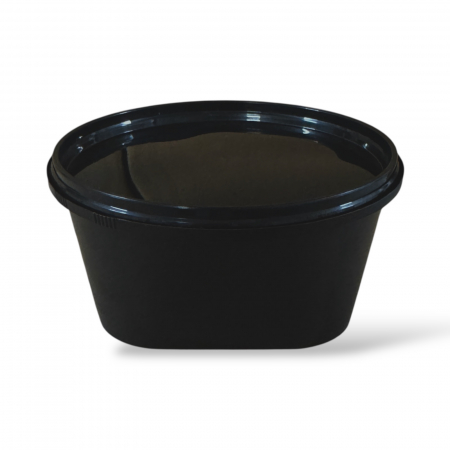 Boluri supa PP - boluri supa negre 480 ml cu capac negru și sigiliu de siguranță