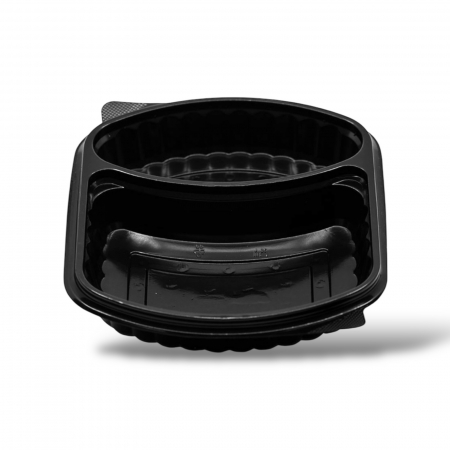 Caserola meniu neagra 2 compartimente + capac bombat [1]