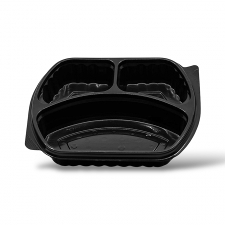 Caserola meniu neagra 3 compartimente + capac bombat [1]