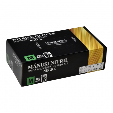 Articole menaj si Igiena - Manusi Negre Nitril Nepudrate M 100 buc