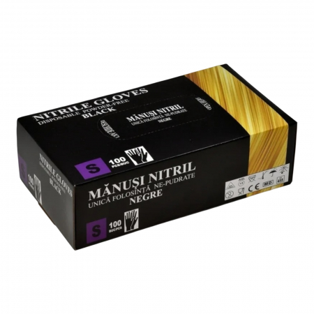 Articole menaj si Igiena - Manusi Negre Nitril Nepudrate S 100 buc