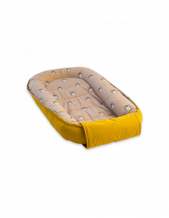 Baby Nest din Bumbac, model galben bufnita [2]