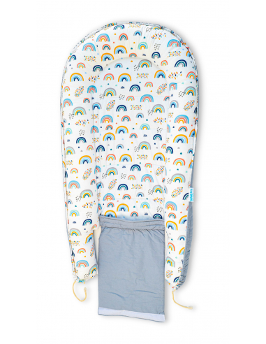 Baby Nest din Bumbac, model gri curcubeu [3]