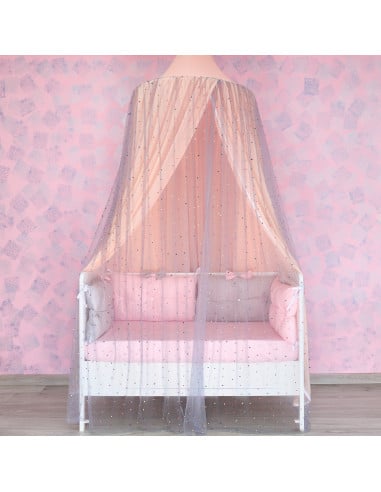 Baldachin de tavan din tulle si voal, peach gri [4]