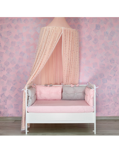Baldachin de tavan din tulle si voal, peach alb [2]