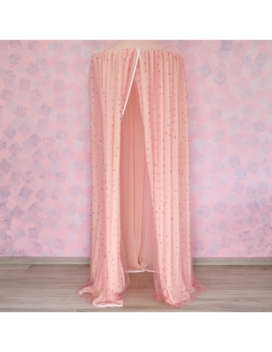 Baldachin de tavan din tulle si voal, peach roz [4]