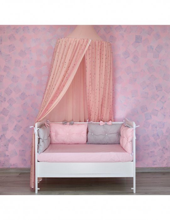 Baldachin de tavan din tulle si voal, peach roz [3]