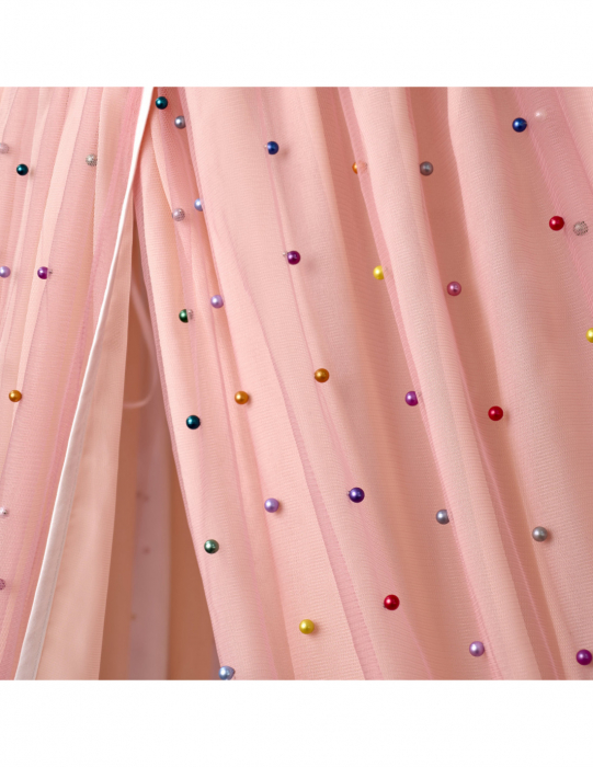 Baldachin de tavan din tulle si voal, peach roz [5]