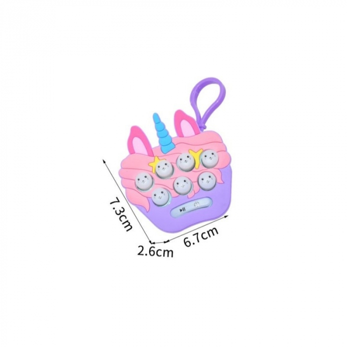 Jucarie interactiva Pop It Gopher cu lumini si muzica, tip breloc, model unicorn, material silicon si ABS [2]