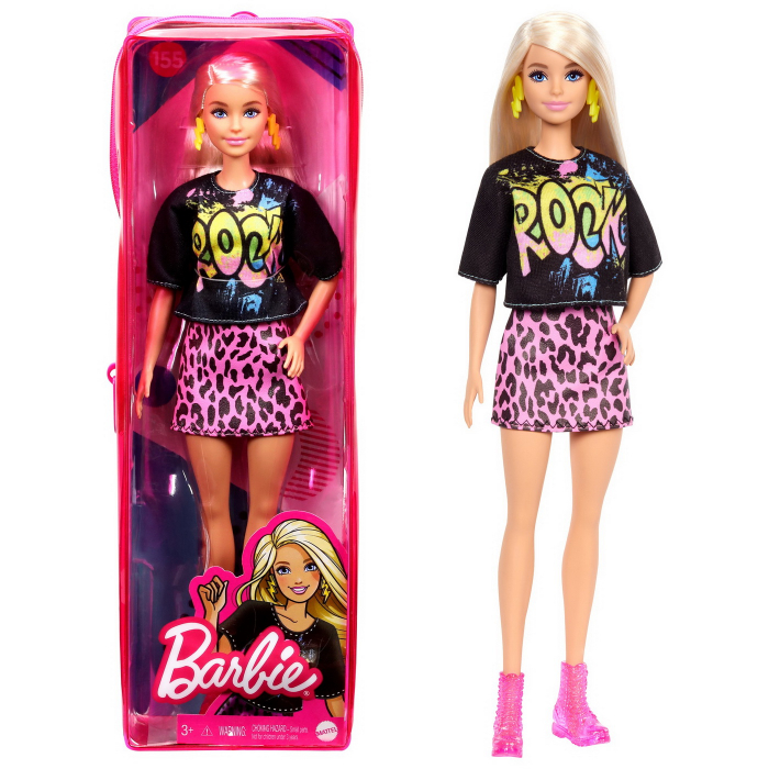 Papusa Barbie Fashionistas - Barbie blonda cu tinuta de vara rock [7]