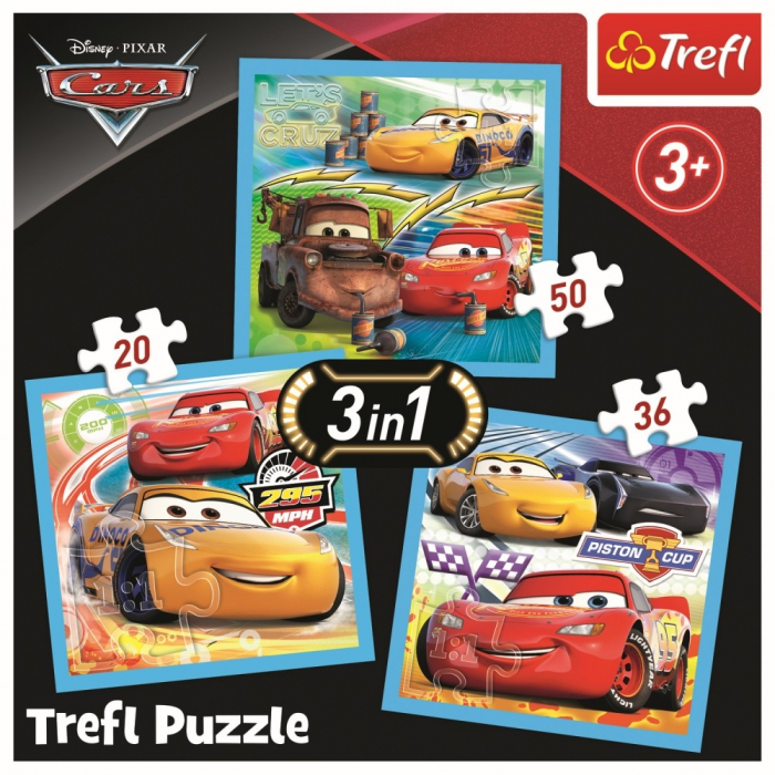 Puzzle Trefl 3 in 1, Disney Cars - Pregatiri pentru cursa [5]