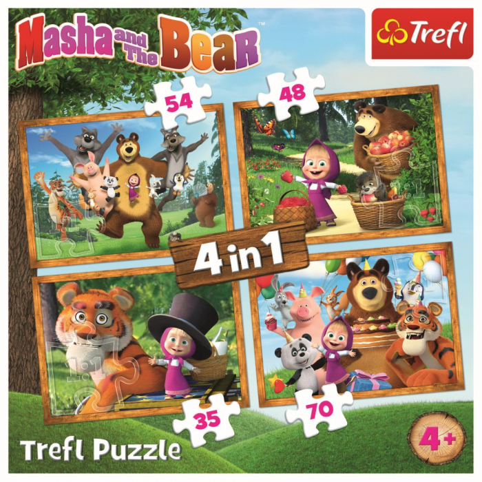 Puzzle Trefl 4 in 1, Masha and the Bear, Aventuri in padure [6]