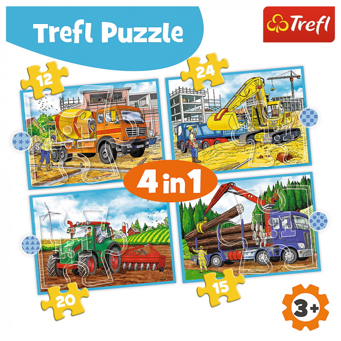 Puzzle Trefl 4 in 1 - Utilaje Constructii, 12/15/20/24 piese [6]