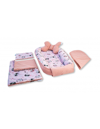 Set 5 piese Baby Nest din Bumbac, model pisici roz [3]