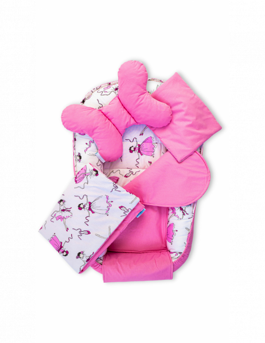Set 5 piese Baby Nest din Bumbac, model balerine roz [2]
