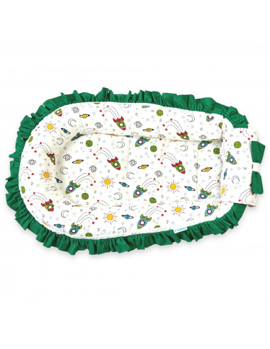Set 5 piese Baby Nest Premium din Bumbac, rachete cu verde inchis [4]