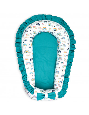 Set 5 piese Baby Nest Premium din Bumbac, curcubeu cu turcoaz [3]