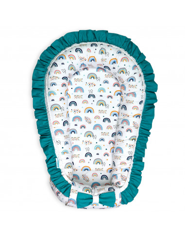 Set 5 piese Baby Nest Premium din Bumbac, curcubeu cu turcoaz [5]