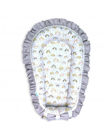 Set 5 piese Baby Nest Premium din Bumbac, curcubeu cu gri [3]