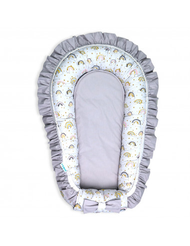 Set 5 piese Baby Nest Premium din Bumbac, curcubeu cu gri [4]