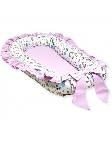 Set 5 piese Baby Nest Premium din Bumbac, unicorn cu roz deschis [4]