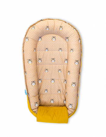 Baby Nest - Baby Nest din Bumbac, model galben bufnita