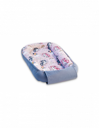 Baby Nest din Bumbac, model gri unicorn [1]