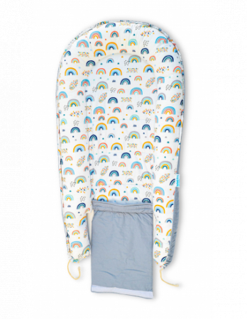 Baby Nest din Bumbac, model gri curcubeu [2]