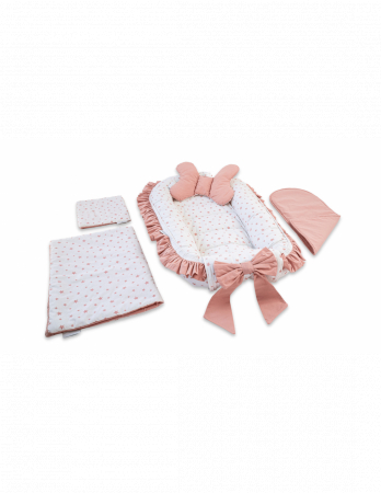 Baby Nest - Set 5 piese Baby Nest Premium din Bumbac, model fundita maro