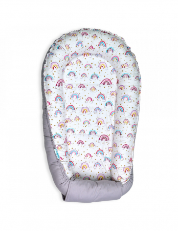 Baby Nest - Baby Nest din Bumbac, model gri curcubee