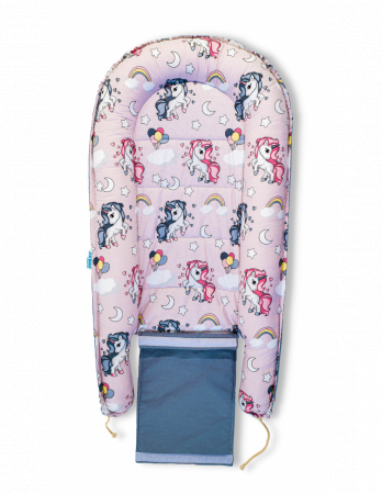 Baby Nest din Bumbac, model gri unicorn [2]
