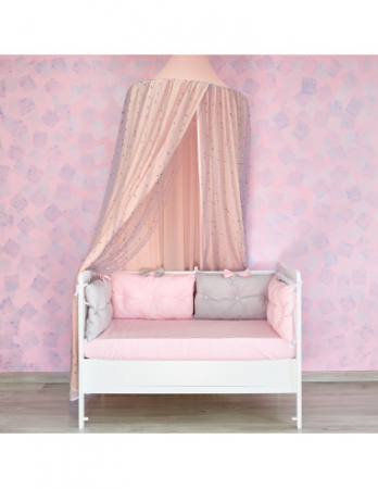 Baldachin de tavan din tulle si voal, peach gri [2]