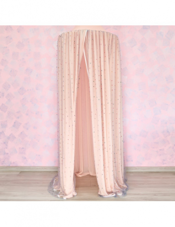 Baldachin de tavan din tulle si voal, peach gri [4]