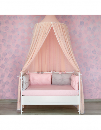 Baldachin - Baldachin de tavan din tulle si voal, peach alb