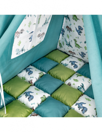 Cortulet de joaca Teepee, verde cu turcoaz si dinozauri [1]