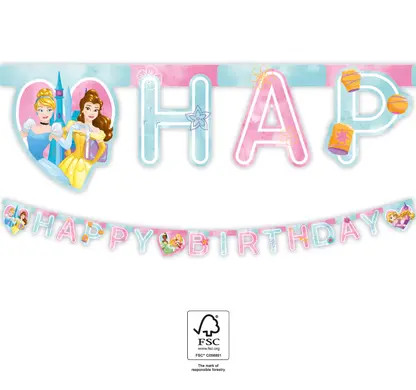 Jucarii pentru fetite - Banner litere Happy Birthday Disney Princess 200 cm