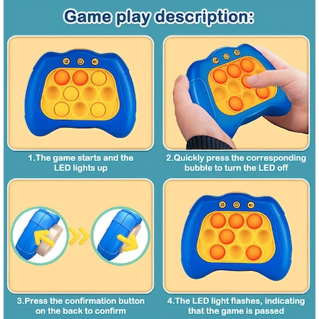 Jucarie interactiva Pop It tip consola cu lumini si sunete, Abs si silicon, Albastru, 12 x 10 x 5.8 cm [1]