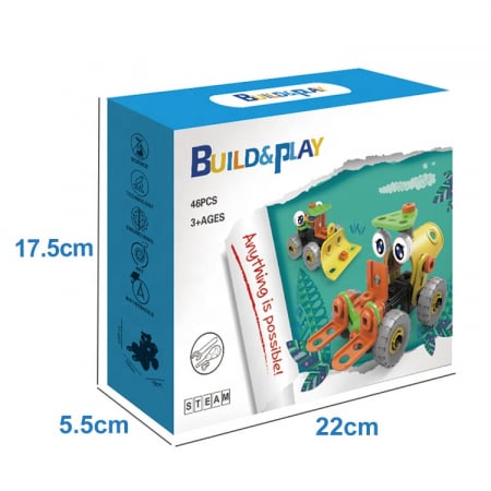 Set de constructie 2 in 1 buldozer si stivuitor, 46 piese [3]