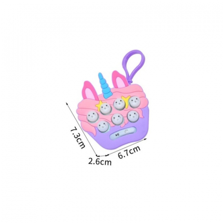 Jucarie interactiva Pop It Gopher cu lumini si muzica, tip breloc, model unicorn, material silicon si ABS [1]