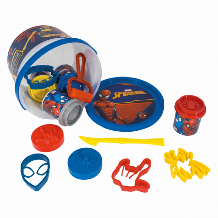 Galetusa cu 4 borcanase de plastilina si accesorii de modelat spiderman [5]
