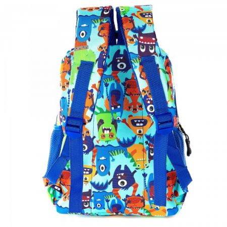 Ghiozdan scoala Mesco 4 compartimente, Monstri, Albastru, 38 x 25 x 15 cm [1]