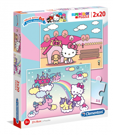 Puzzle Super Color Hello Kitty, 2x20 Piese [0]