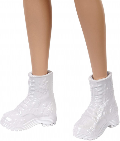 Papusa barbie fashionista satena cu rochita portocalie cu buline [4]