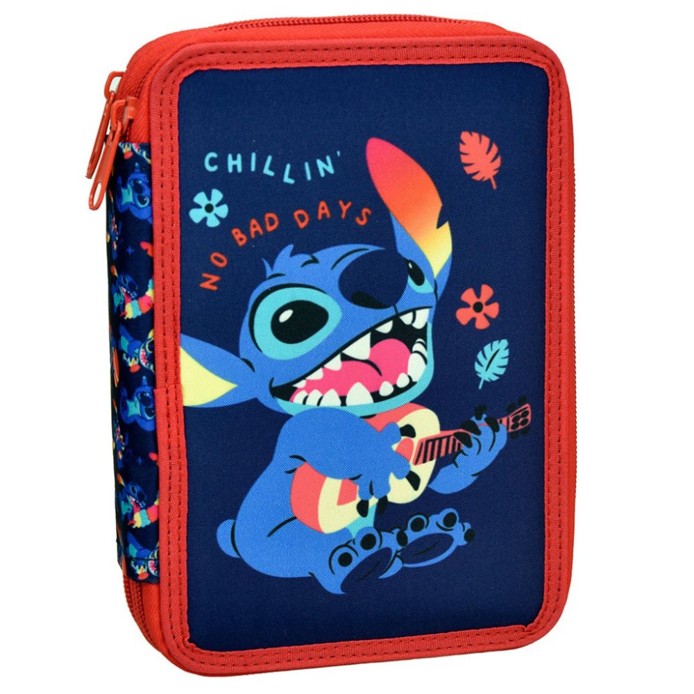 Ghiozdane si genti baieti - Penar echipat cu doua Fermoare  Lilo și Stitch