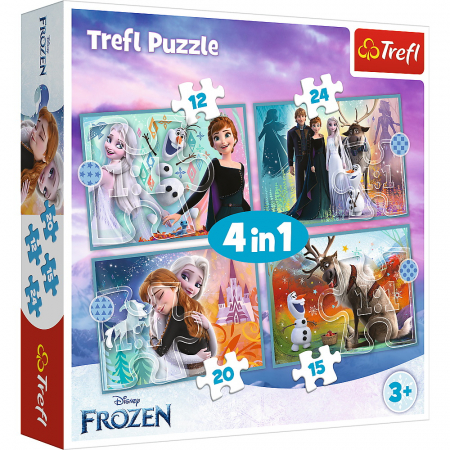 Puzzle 3-6 ani - Puzzle Frozen 2 Uimitoarea Lume Disney, 4-In-1, 12/15/20/24