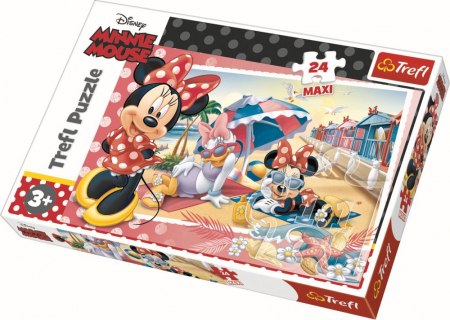 Puzzle 3-6 ani - Puzzle Maxi Trefl, Disney Minnie Mouse, In vacanta, 24 piese