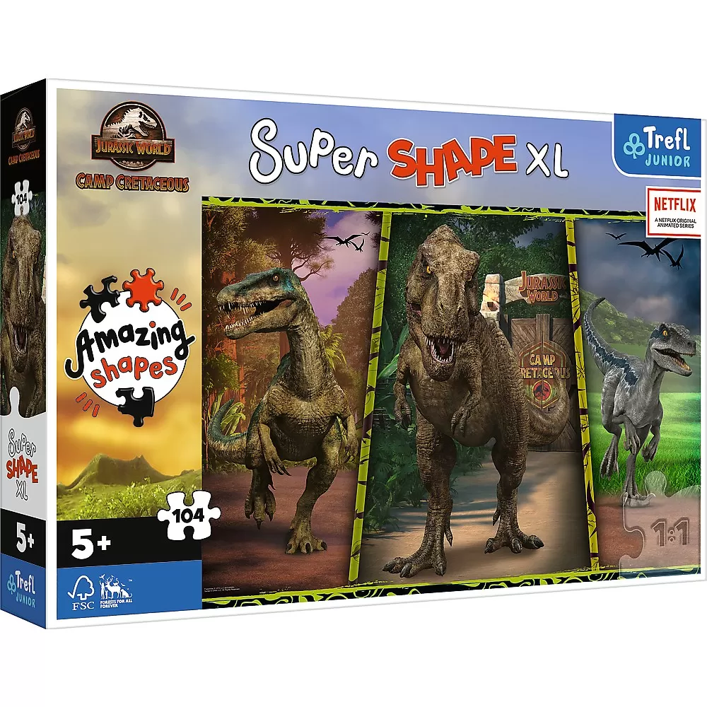 Jucarii - PUZZLE TREFL PRIMO SUPER SHAPE XXL 104 JURASSIC WORLD