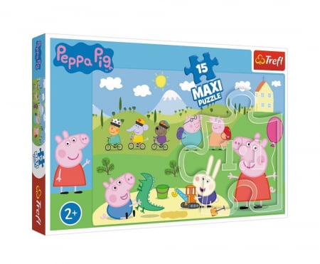 Puzzle bebelusi - Puzzle Trefl 15 Maxi Peppa Pig O zi fericita