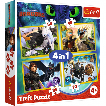 Puzzle Trefl 4 in 1 Cum sa iti dresezi dragonul 3 [0]
